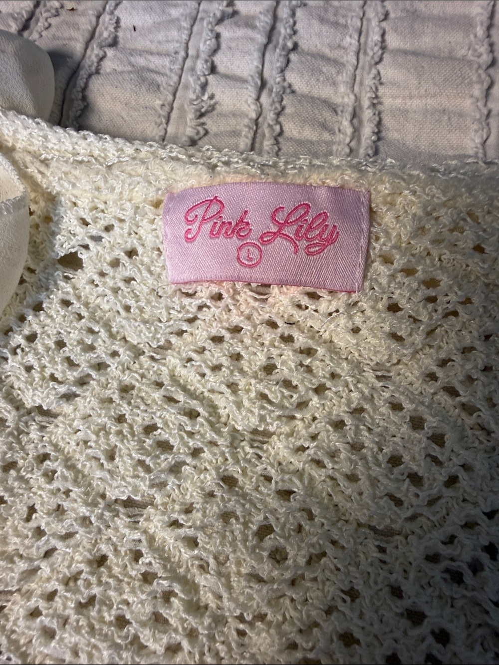 Pink Lily Ruffle-Front Knit Cardigan - L - Picture 5 of 8